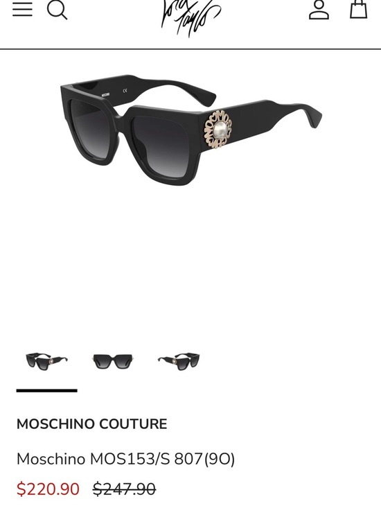 Moschino Black Square Sunglasses with Gold Logo Pearl Accent display picture 3